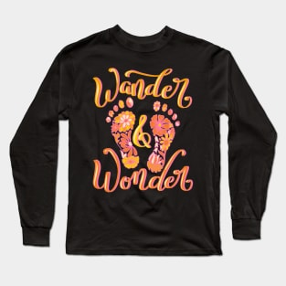 Walking Wander and Wonder Unique Boho Flowers Feet Design Long Sleeve T-Shirt